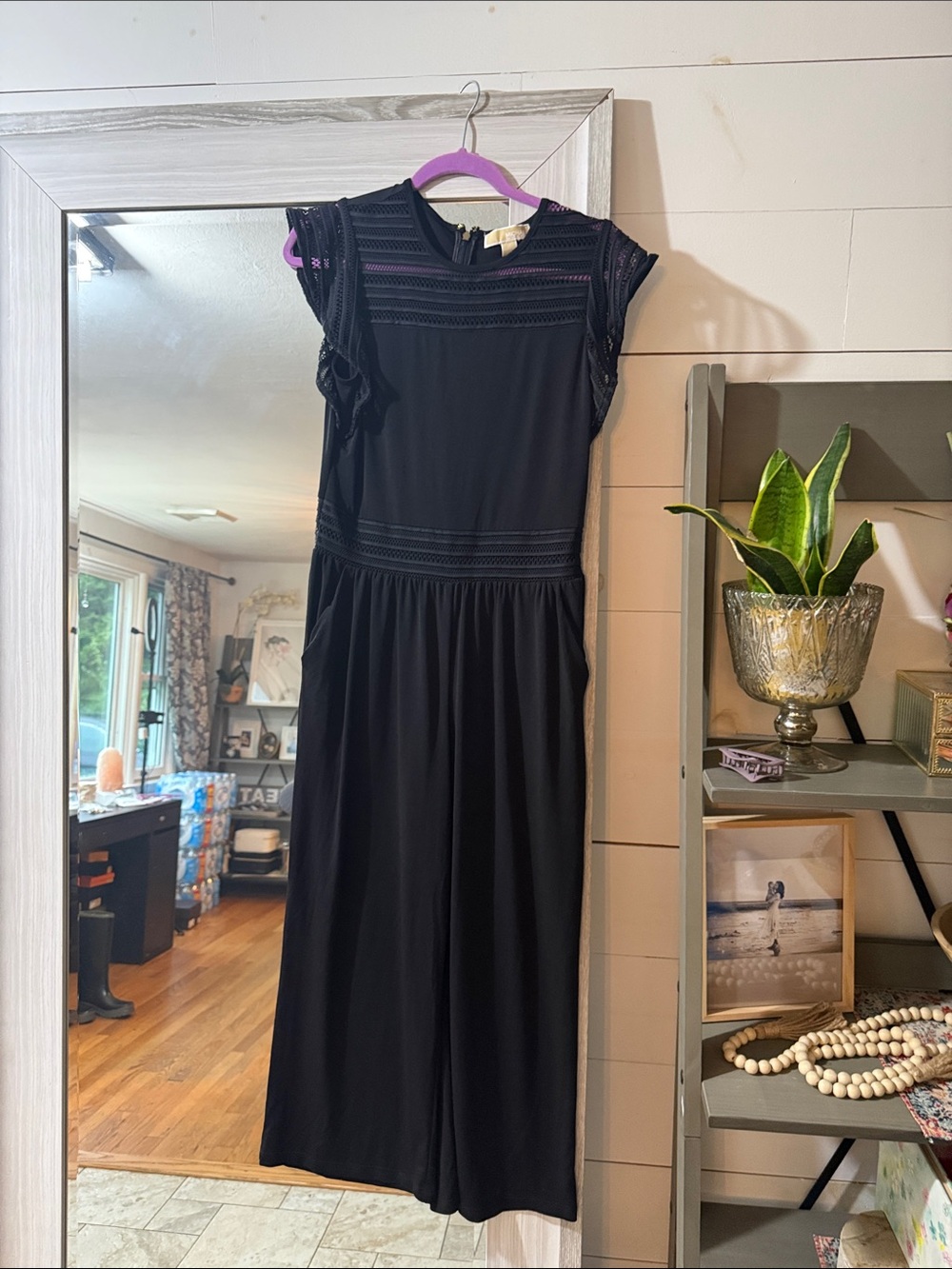 Michael Kors Black Lace-Detail Jumpsuit